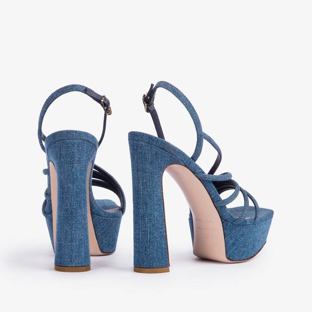 Le Silla Sandalo con plateau denim blu Black Friday