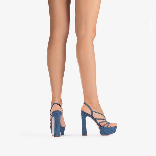 Le Silla Sandalo con plateau denim blu Black Friday