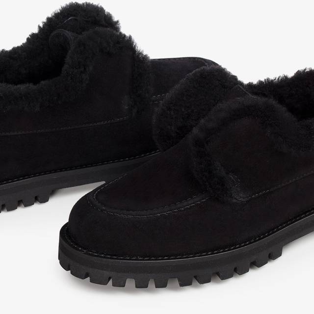 Le Silla Mocassino camoscio nero con fodera montone Offerta Anniversario