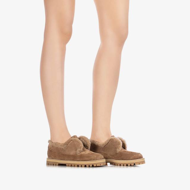 Le Silla Mocassino camoscio marrone ginger con fodera montone Smaltimento dello stoccaggio