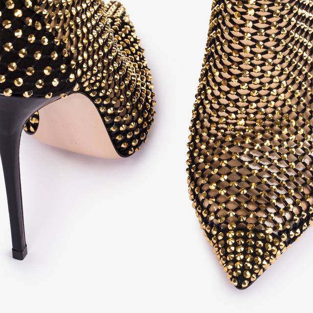 Le Silla Stivaletto calza nera e Cristalli oro Lightning offer