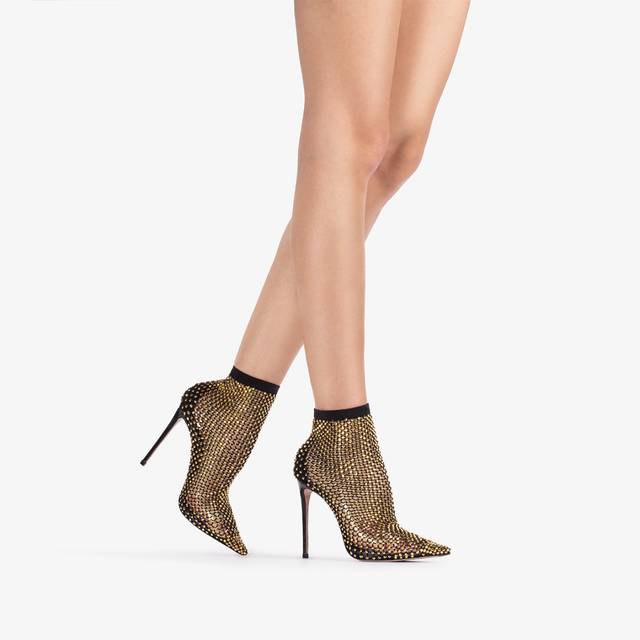 Le Silla Stivaletto calza nera e Cristalli oro Lightning offer