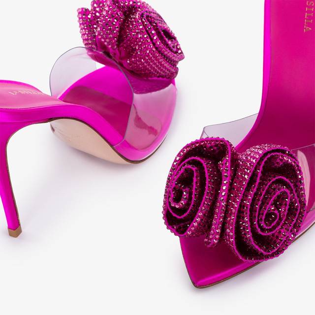 Le Silla Sandalo raso e plexy fucsia bouganville e Cristalli Ultimo giorno