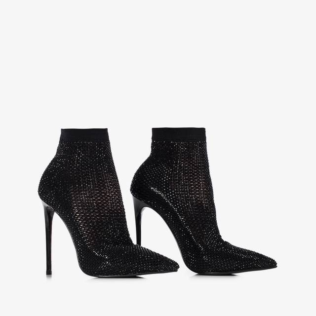Le Silla Stivaletto calza nera con Cristalli Officina