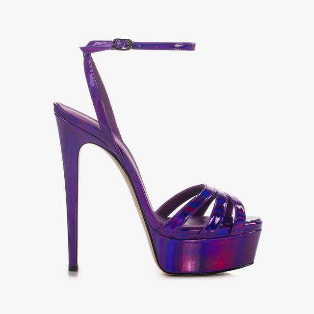 Le Silla Sandalo con plateau iridescente viola kamala 50% di sconto per tempo limitato