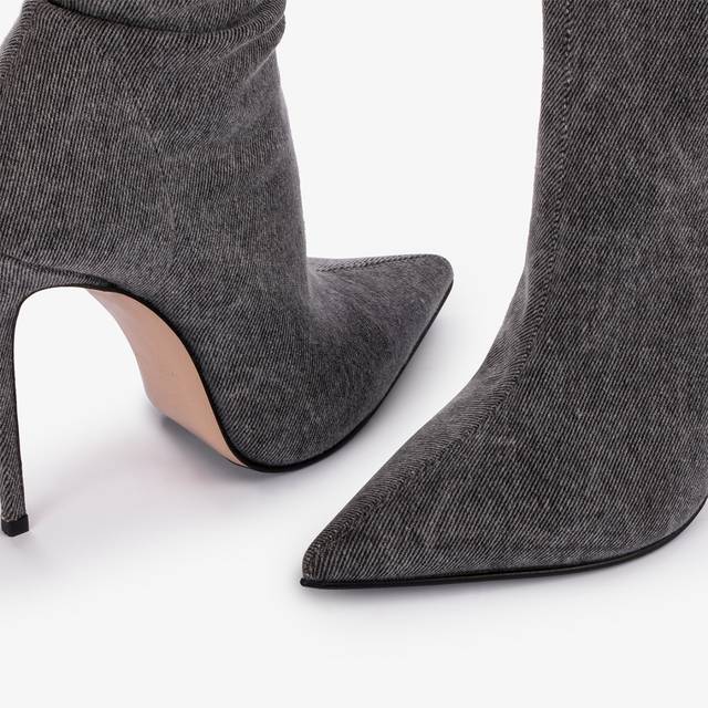 Le Silla Stivale sopra al ginocchio denim stretch nero 2025