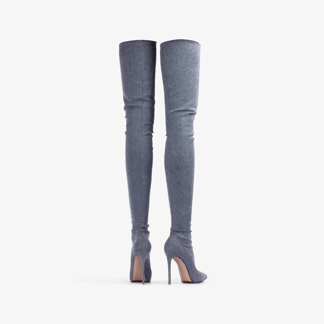 Le Silla Stivale sopra al ginocchio denim stretch blu Italy