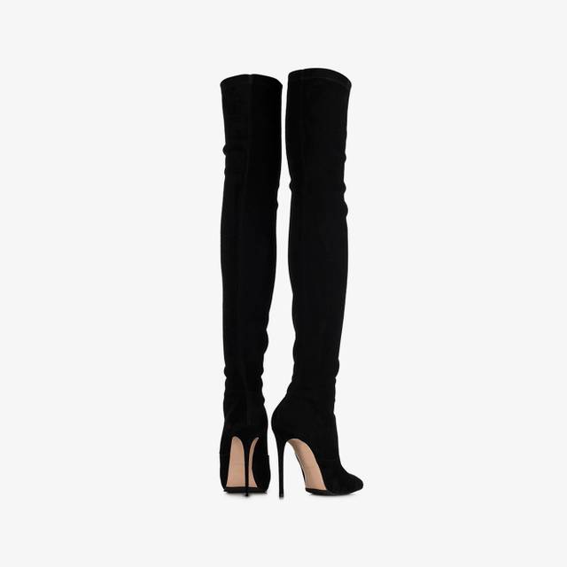 Le Silla Stivale sopra il ginocchio camoscio stretch nero Italia