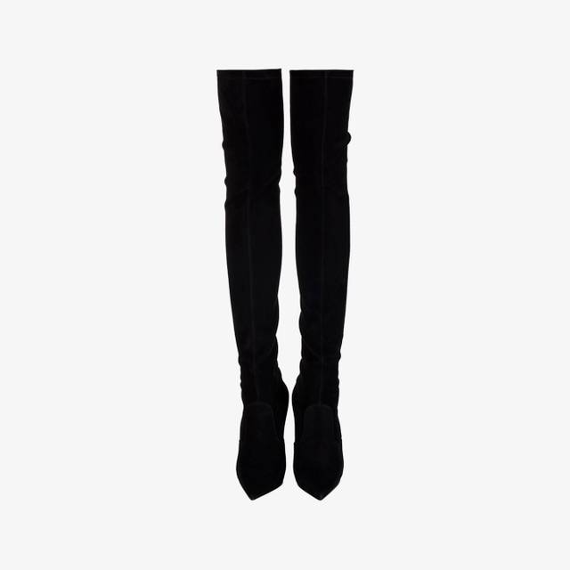 Le Silla Stivale sopra il ginocchio camoscio stretch nero Italia