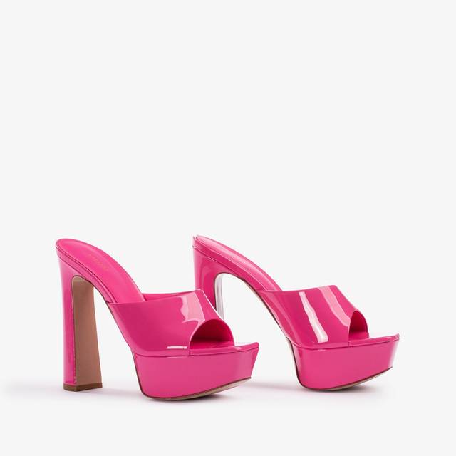 Le Silla Sandalo mule con plateau vernice fucsia party Vendita Calda