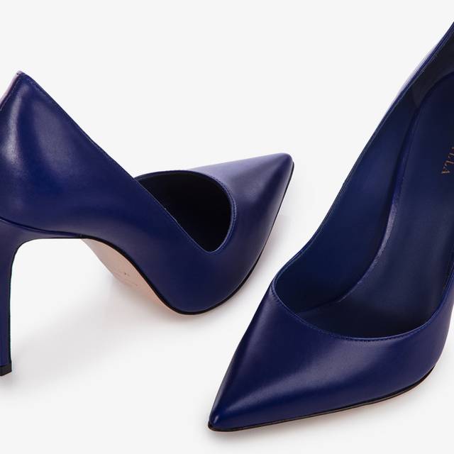 Le Silla Décolleté pelle blu lazuli Vendita Economica