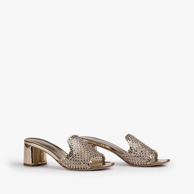 Le Silla Sandalo mule gioiello rete platino con Cristalli Nuova