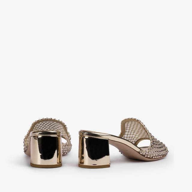 Le Silla Sandalo mule gioiello rete platino con Cristalli Nuova