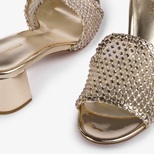 Le Silla Sandalo mule gioiello rete platino con Cristalli Nuova