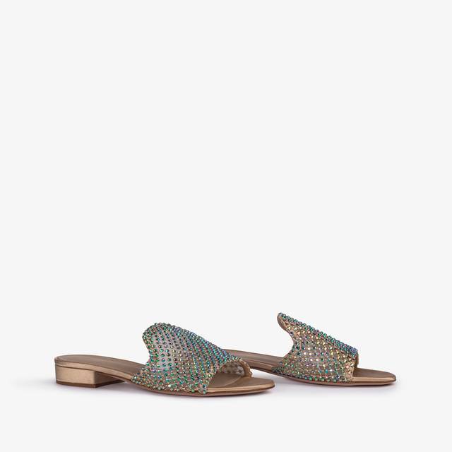 Le Silla Sandalo mule gioiello rete oro con Cristalli iridescenti Spedizione gratuita