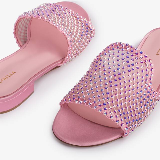 Le Silla Sandalo mule gioiello rete rosa dea con Cristalli Sconto di tempo limitato