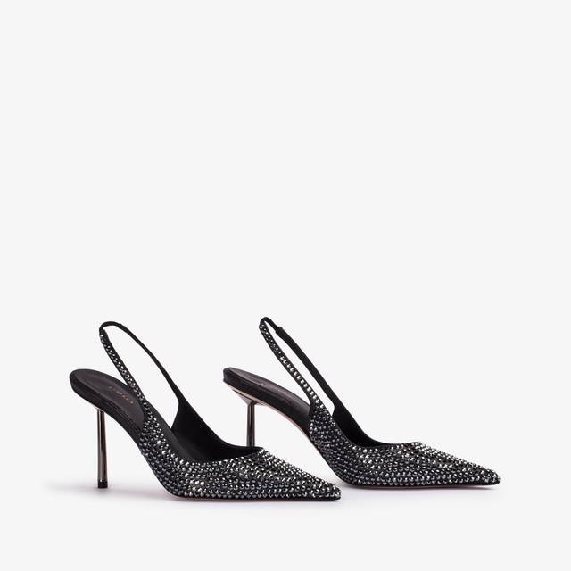 Le Silla Slingback cristalli nero jet Grande vendita