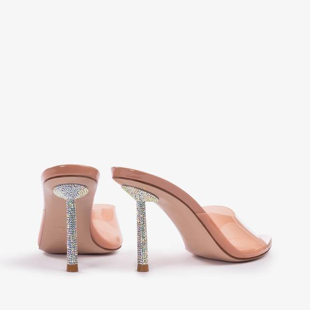 Le Silla Sandalo mule plexy nude phard con Cristalli Fornitura limitata