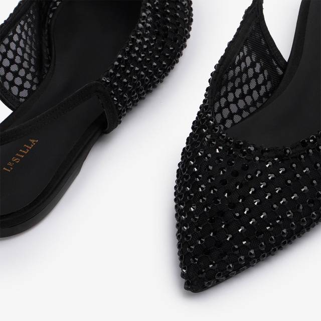 Le Silla Slingback gioiello rete nera jet e Cristalli Shopping online