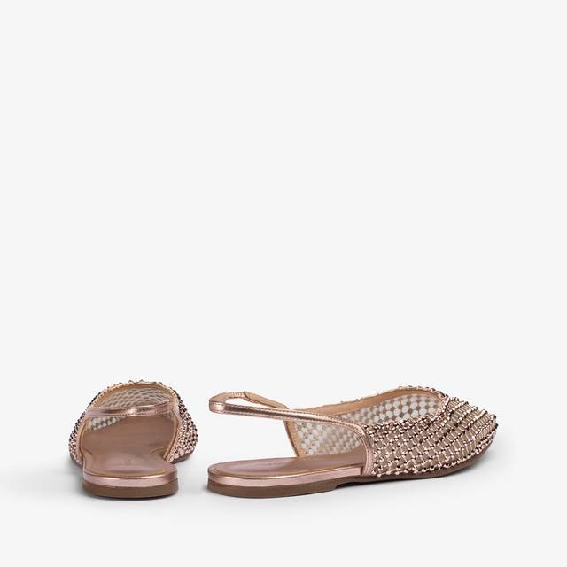 Le Silla Slingback gioiello rete oro rosa e Cristalli Offerta esclusiva