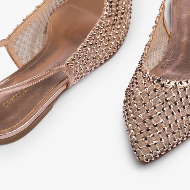 Le Silla Slingback gioiello rete oro rosa e Cristalli Offerta esclusiva