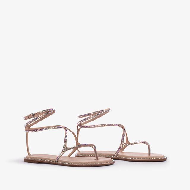 Le Silla Sandalo raso nude phard con Cristalli Offerta natalizia