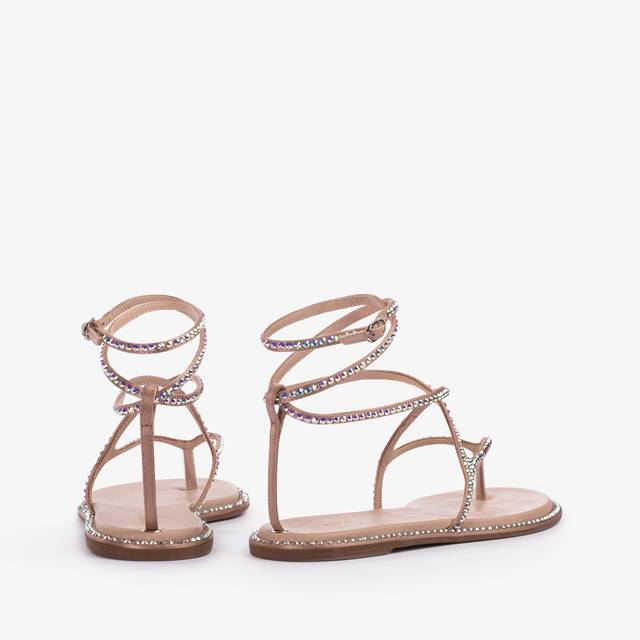 Le Silla Sandalo raso nude phard con Cristalli Offerta natalizia