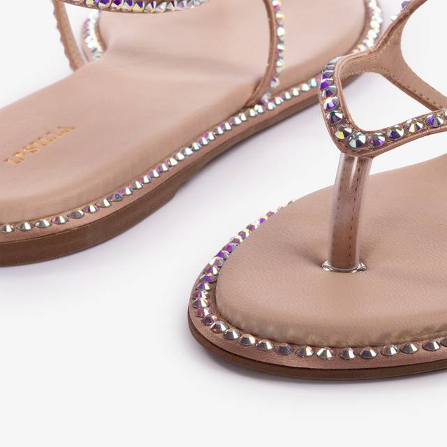 Le Silla Sandalo raso nude phard con Cristalli Offerta natalizia