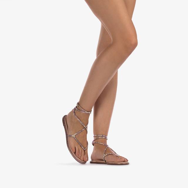 Le Silla Sandalo raso nude phard con Cristalli Offerta natalizia