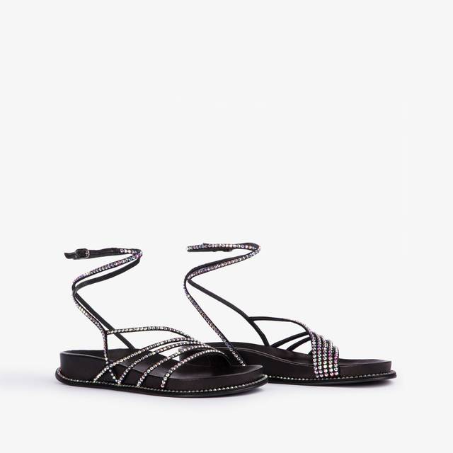 Le Silla Sandalo con plateau raso nero e Cristalli Offerta Pasqua