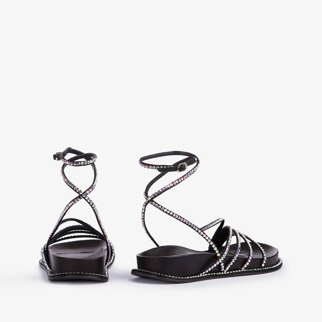 Le Silla Sandalo con plateau raso nero e Cristalli Offerta Pasqua