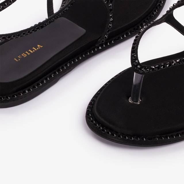 Le Silla Sandalo raso nero jet con Cristalli Offerta per la Festa della Mamma