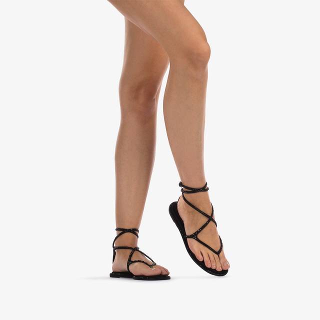 Le Silla Sandalo raso nero jet con Cristalli Offerta per la Festa della Mamma