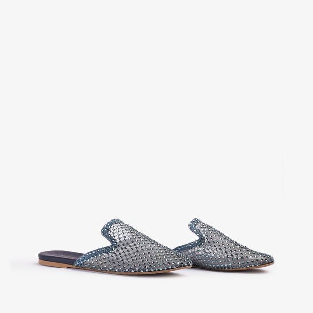 Le Silla Sabot gioiello rete denim blu con Cristalli Offerta Giorno del Papà