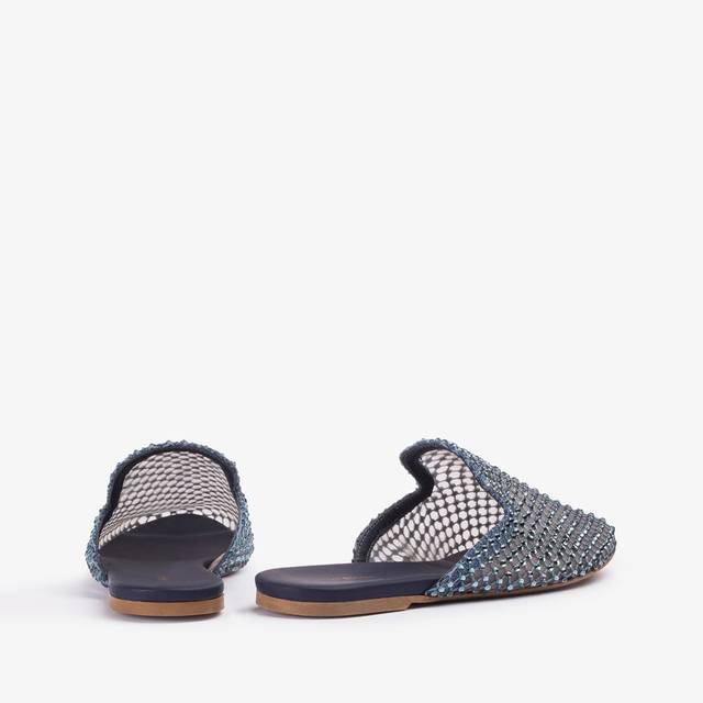 Le Silla Sabot gioiello rete denim blu con Cristalli Offerta Giorno del Papà