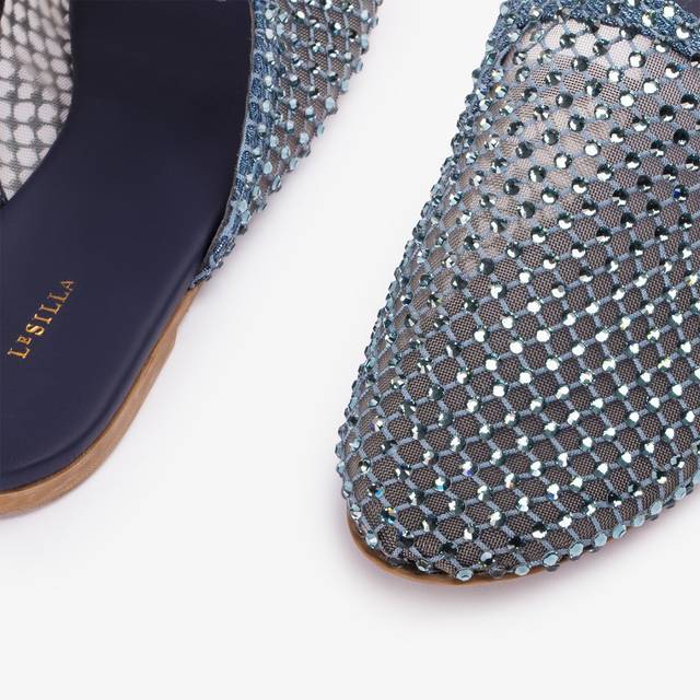 Le Silla Sabot gioiello rete denim blu con Cristalli Offerta Giorno del Papà