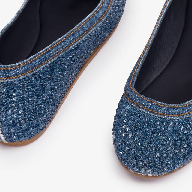 Le Silla Ballerina gioiello denim blu con Cristalli Offerta San Valentino