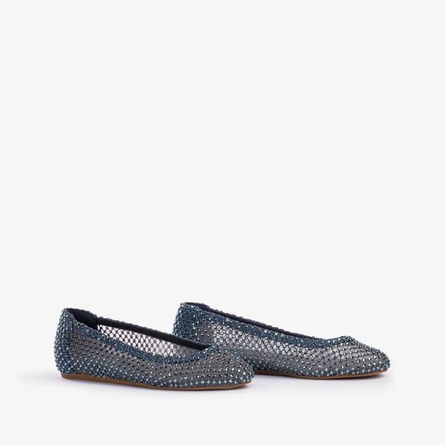 Le Silla Ballerina gioiello rete denim blu con Cristalli Vendita calda