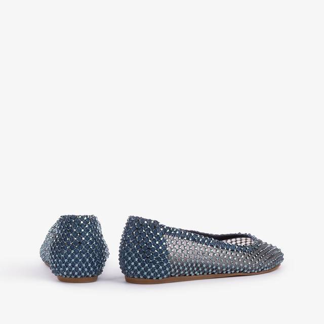 Le Silla Ballerina gioiello rete denim blu con Cristalli Vendita calda