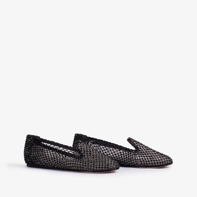 Le Silla Slipper gioiello rete nera e Cristalli neri Latest fashion
