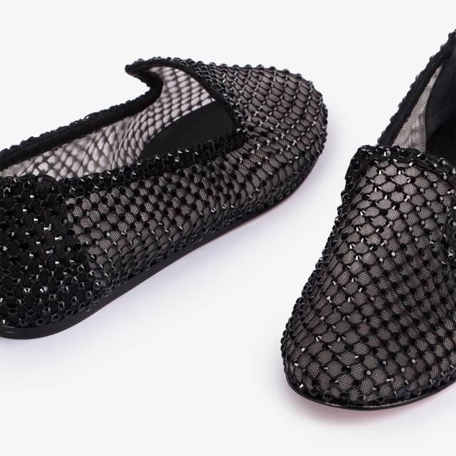 Le Silla Slipper gioiello rete nera e Cristalli neri Latest fashion