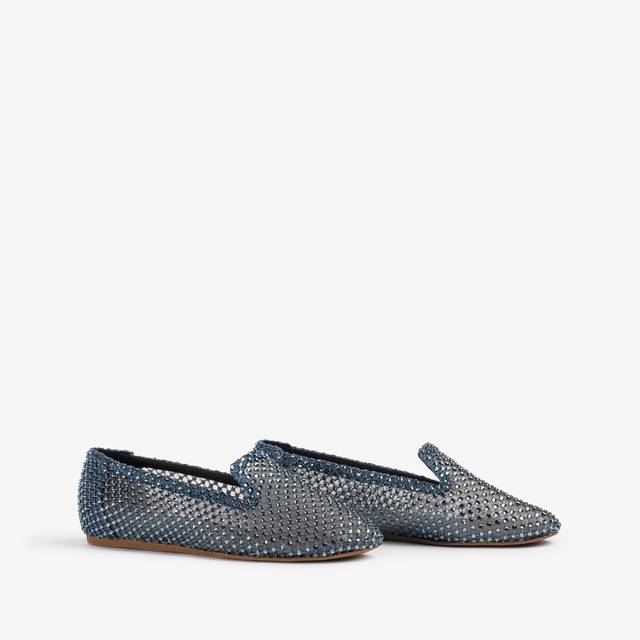 Le Silla Slipper gioiello rete blu denim e Cristalli Online Outlet