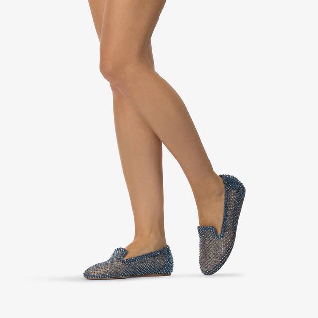 Le Silla Slipper gioiello rete blu denim e Cristalli Online Outlet