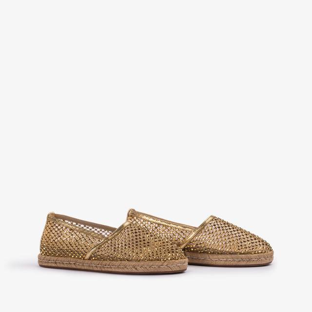 Le Silla Espadrilla gioiello rete oro con Cristalli Offerta temporanea