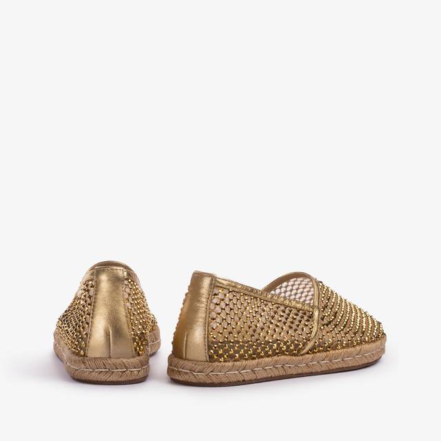 Le Silla Espadrilla gioiello rete oro con Cristalli Offerta temporanea