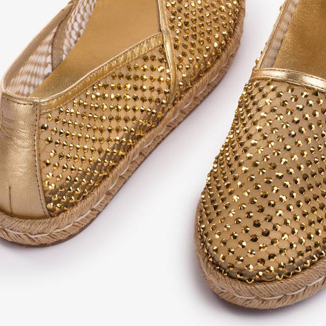 Le Silla Espadrilla gioiello rete oro con Cristalli Offerta temporanea