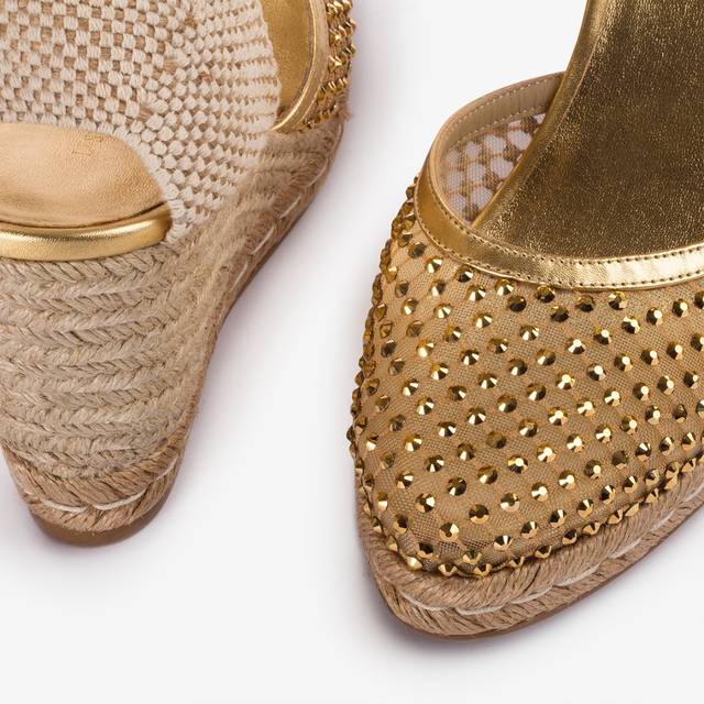 Le Silla Campesina gioiello con zeppa rete oro con Cristalli Grandi sconti