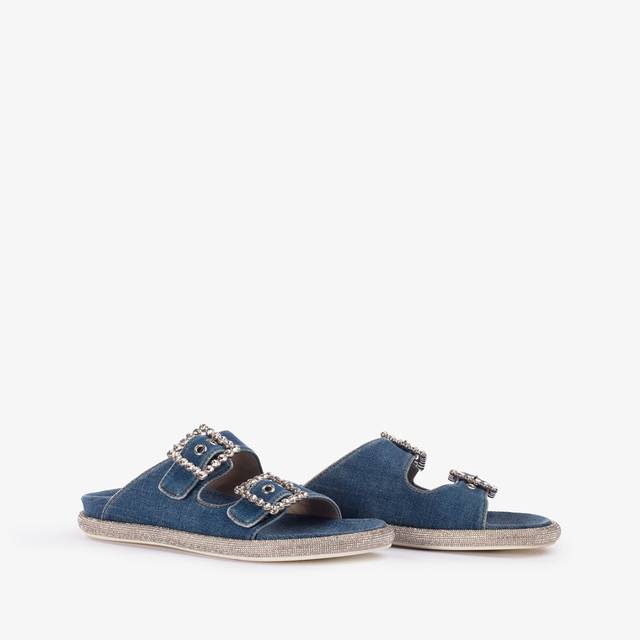 Le Silla Ciabatta denim blu con Cristalli Liquidazione