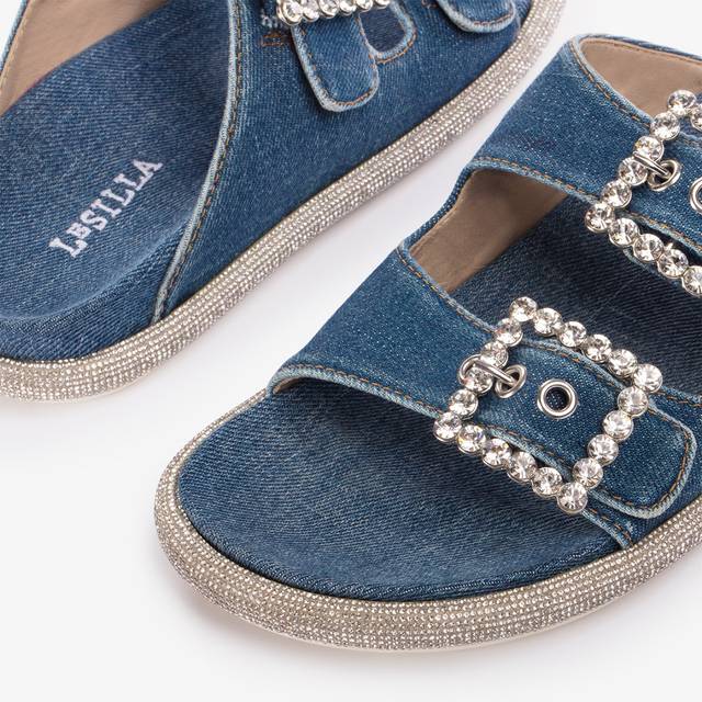 Le Silla Ciabatta denim blu con Cristalli Liquidazione