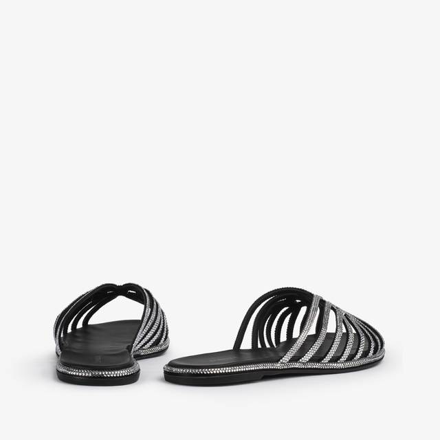 Le Silla Sandalo raso nero con Cristalli argento Comprane uno, ottenene uno gratis